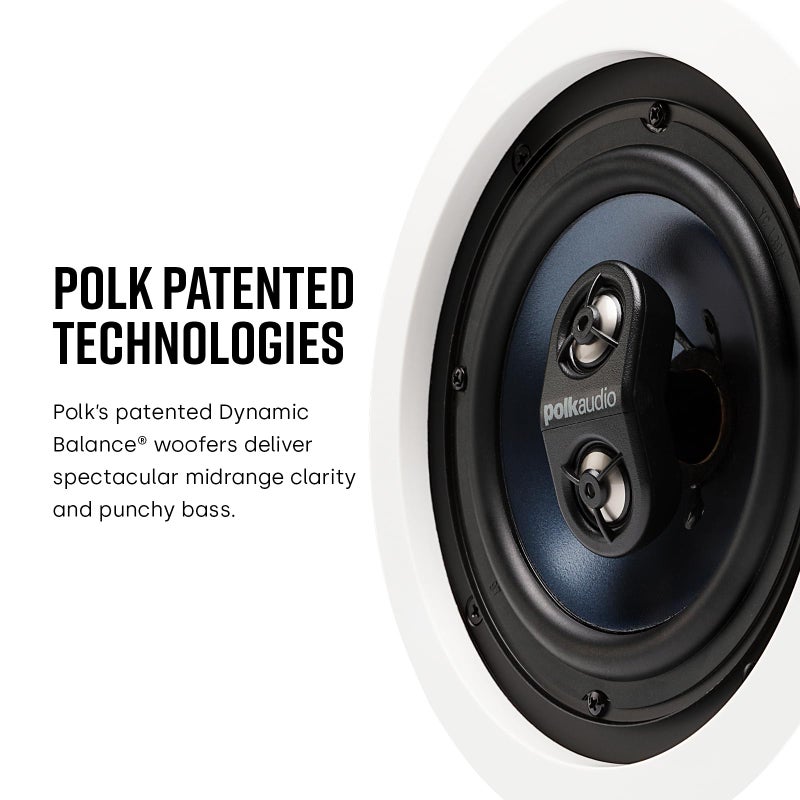 Polk Audio RC6s 6.5" in-Ceiling Speaker, Stereo Speaker, Dual Channel from a Single Location, Great for Damp, Humid Placement, (White, Paintable Grille) - Image 5